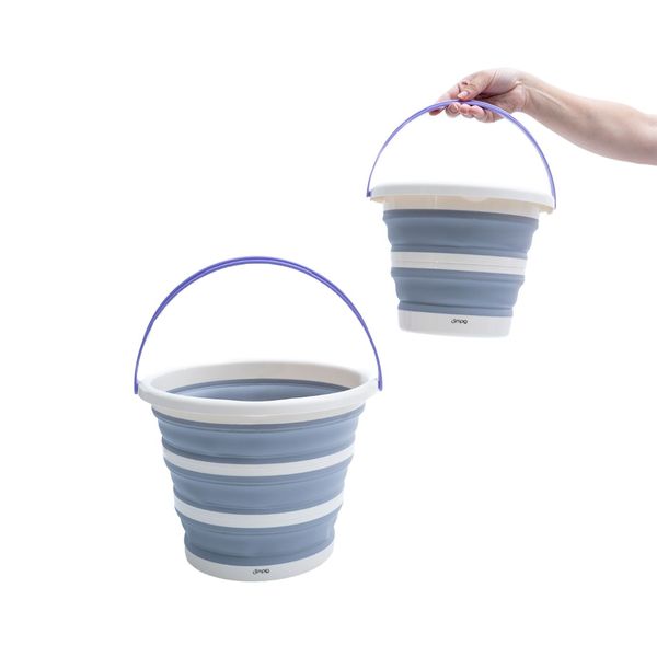Kit lavanderia 2 baldes dobráveis de plástico 5l/10l simplo