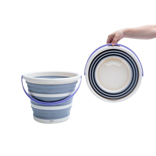 Kit lavanderia de 2 baldes dobráveis de plástico 10l simplo