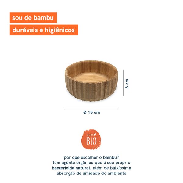 Bowl canelado de bambu pequeno (15cm) - oikos