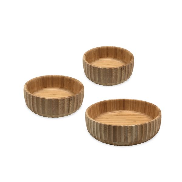 Kit 3 bowls canelado de bambu - oikos