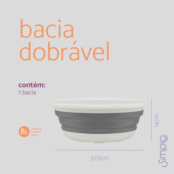 Bacia dobrável de plástico 8 litros - simplo