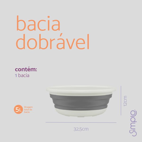 Bacia dobrável de plástico 5 litros - simplo