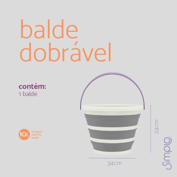 Balde dobrável de plástico 10 litros - simplo