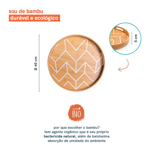 Bandeja em bambu redonda 40cm- oikos