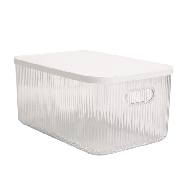 Caixa organizadora 5,5l transparente canelada alta com tampa - oikos