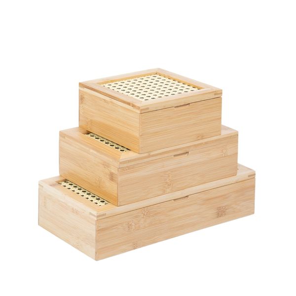 Kit chá com caixa de bambu com palhinha 4/8 nichos 3pç - oikos