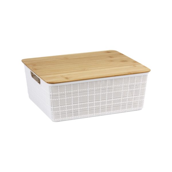 Caixa organizadora com tampa de bambu 12l oikos