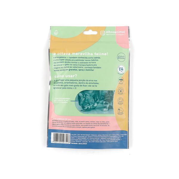 Erva catnip 28g para gatos oikos animal