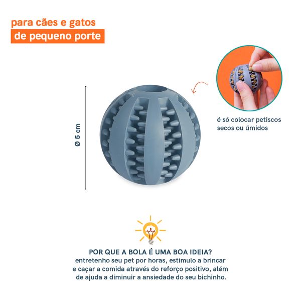 Bolinha porta-petiscos de tpr para pets - oikos animal